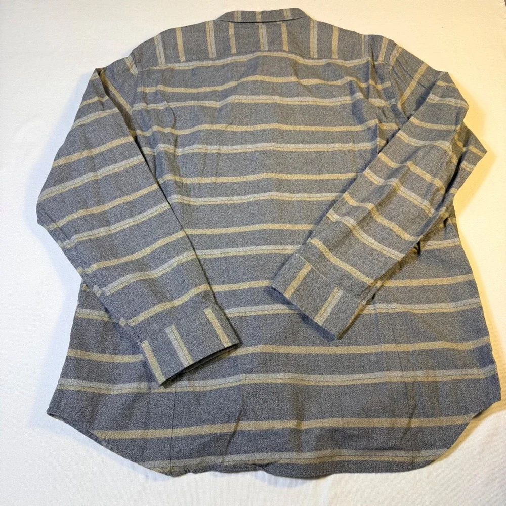 Banana Republic Shirt XL Gray Tan Striped Soft Wash Tailored Slim Fit Cotton